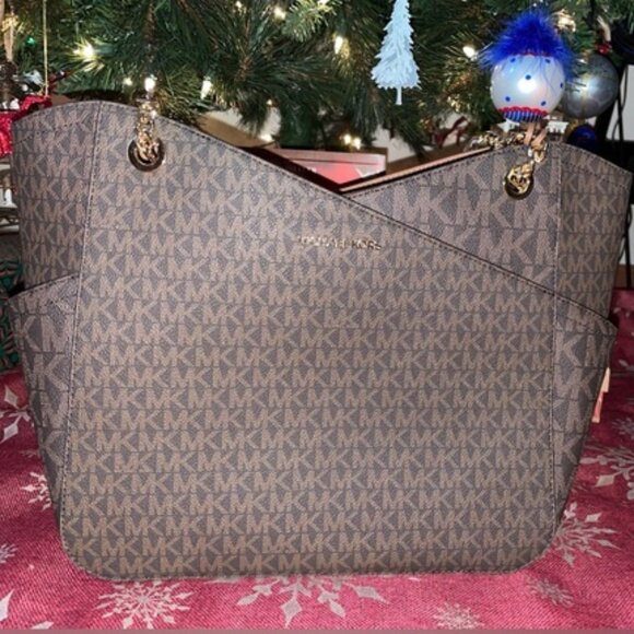 Michael Kors Jet Set Large Logo Non Vegan Leather Tote/Shoulder Bag - Picture 11 of 11